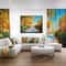 Designart - Autumn Forest with Colorful River - Landscape Art Print Canvas in Black Frame